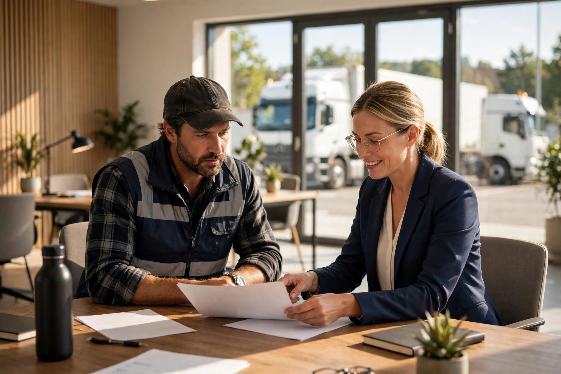 Truck driver arranging the liability insurance filing needed for MC operating authority